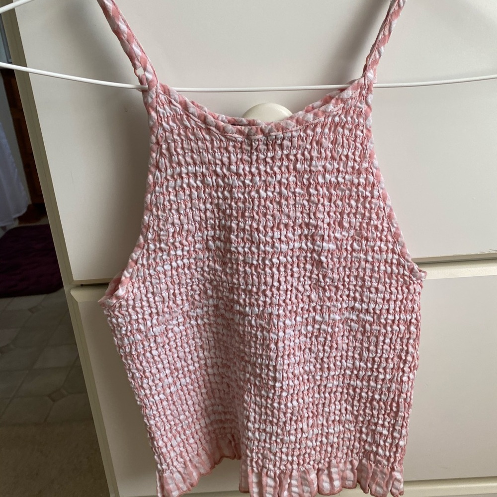 Pink Gingham Cropped Top